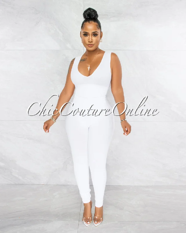 Leonette White Ribbed SCULPTING Crop Top & Leggings Set